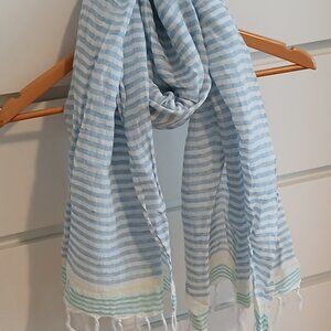 Lovely Pastel Linen/ Cotton  Scarf with fringe trim